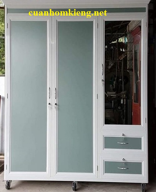 Mẫu tủ nhôm kính đựng quần áo đẹp